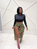 CAMO SPLIT SKIRT (GREEN)